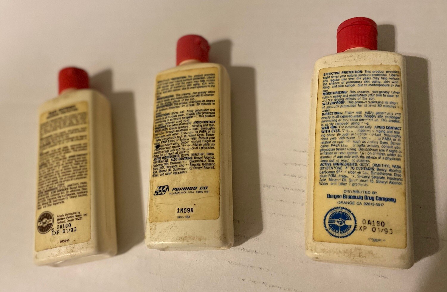 Vintage 90s Sunscreen 4oz Bottles, set of 3
