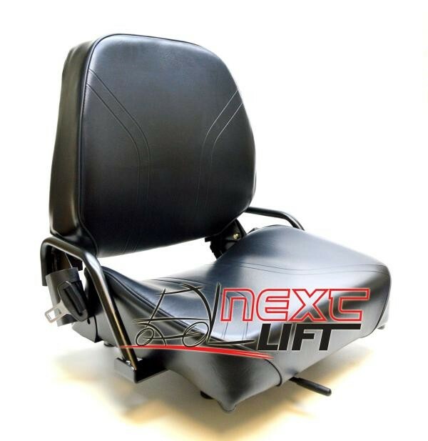 NEW NISSAN STYLE FOLDING FORKLIFT SEAT WITH SEATBELT & SWITCH KOMATSU CAT