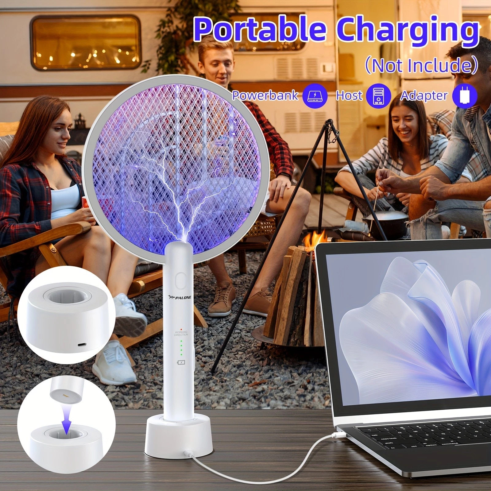 4000V Electric Fly Swatter Bug Zapper Racket Fly Swatter For Indoor and Outdoor