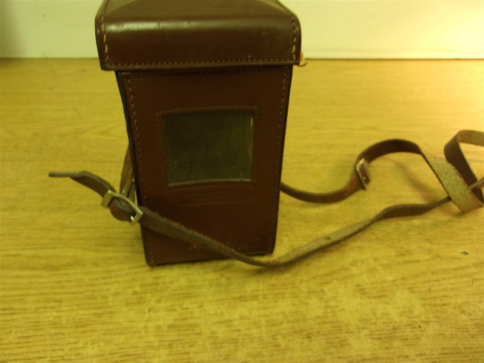 Vintage Brown Leather Rolleiflex Case Bag w/ Strap 5.5"x3"x3.5" *FREE SHIPPING*
