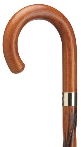CONCORD TORTIGLIONE MENS CROOK HANDLE ACACIA WOOD CARVED SPIRAL WALKING CANE