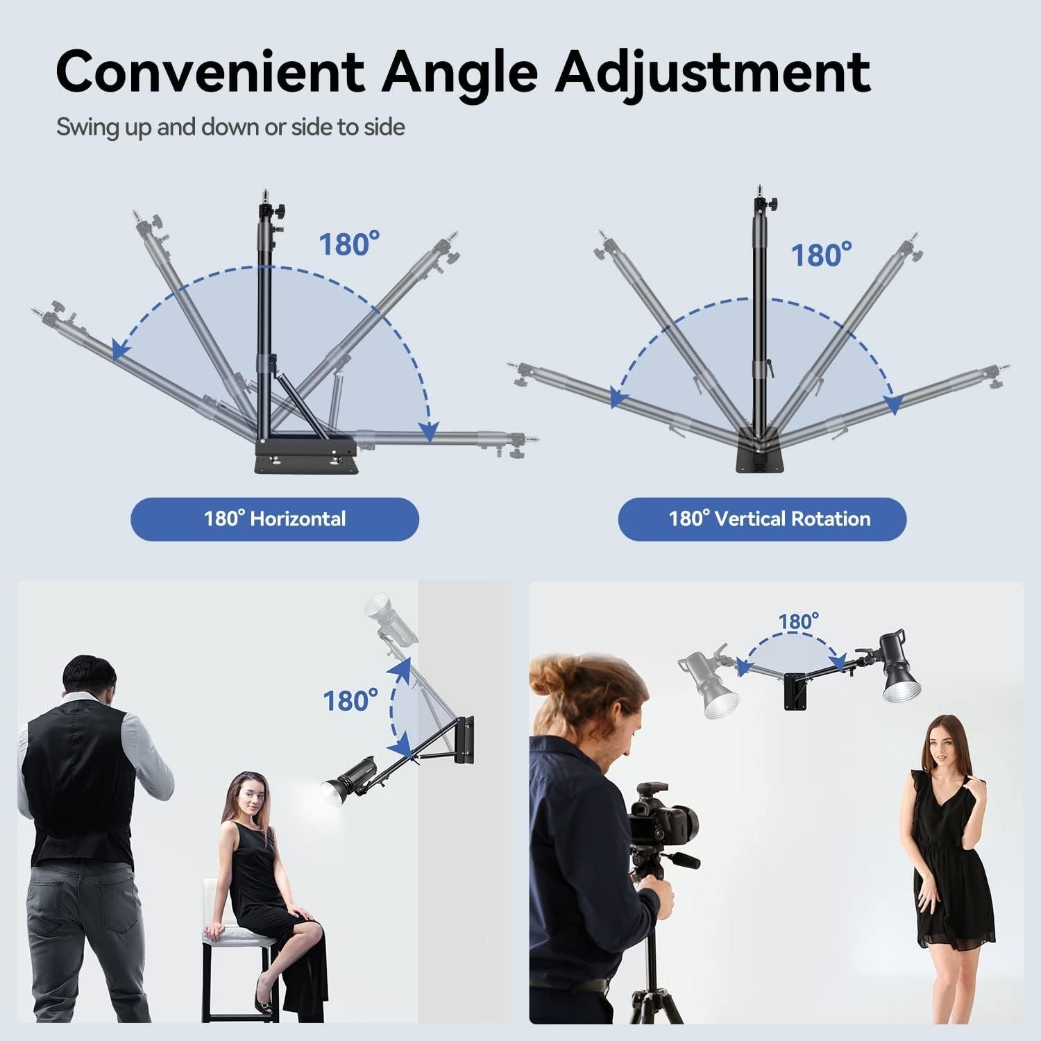 4.3ft Adjustable Wall Mount Boom Arm for Studio Lighting - Versatile & Durable=