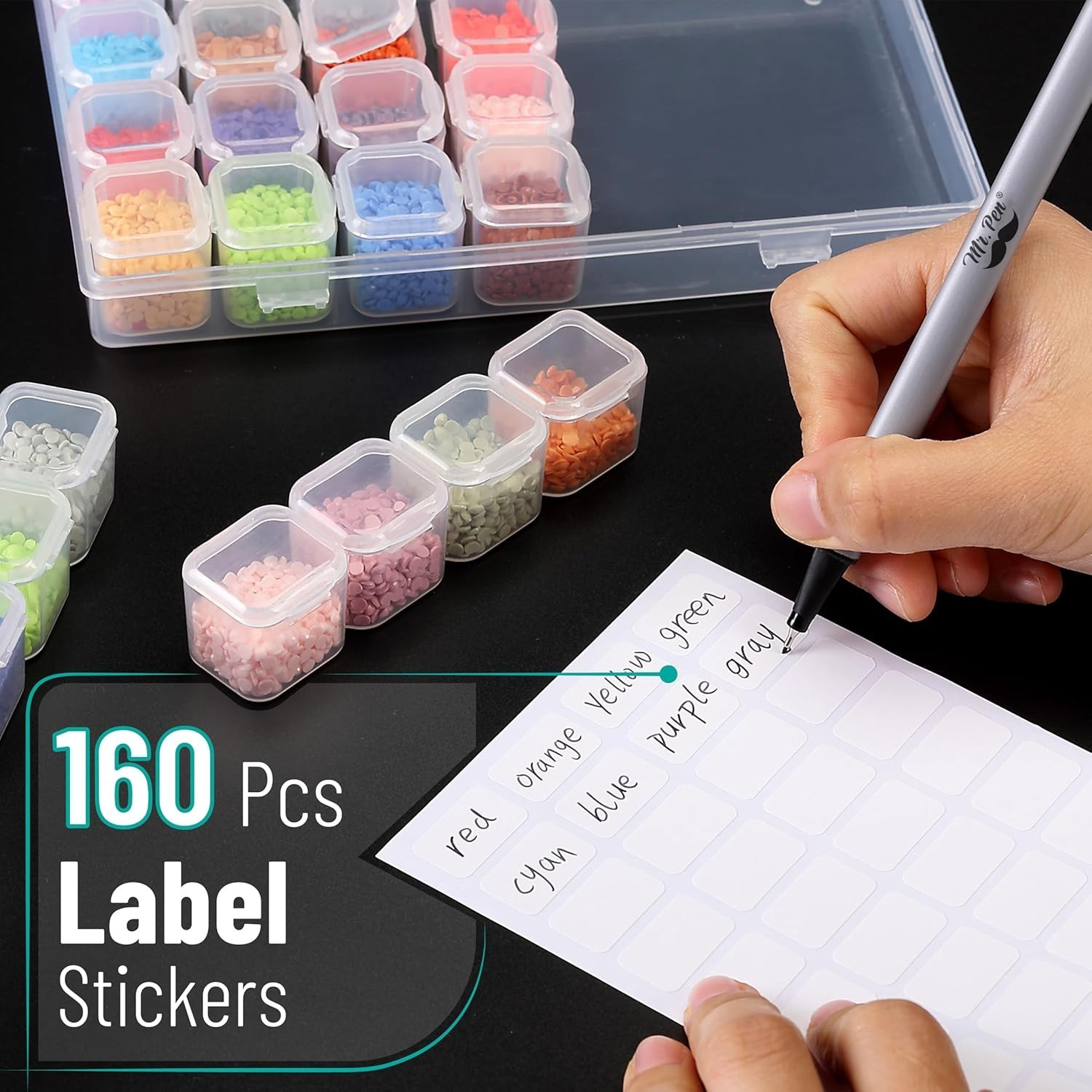 Compact 28-Compartment Bead Organizer - Waterproof & Label Ready, 2 Pack