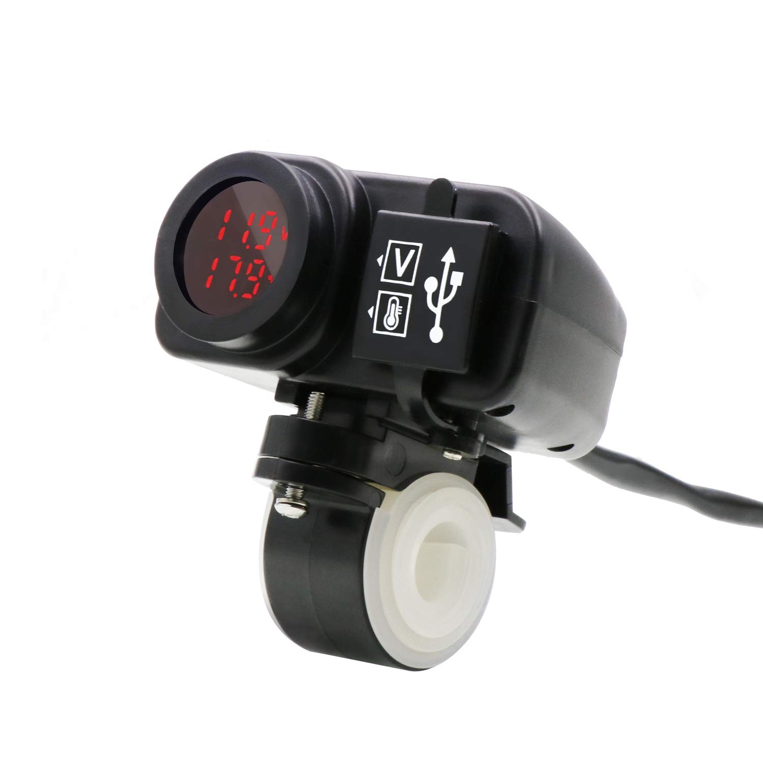 Waterproof Motorcycle 5V 3.1A Dual USB Charger & Voltage Temperature 3in1