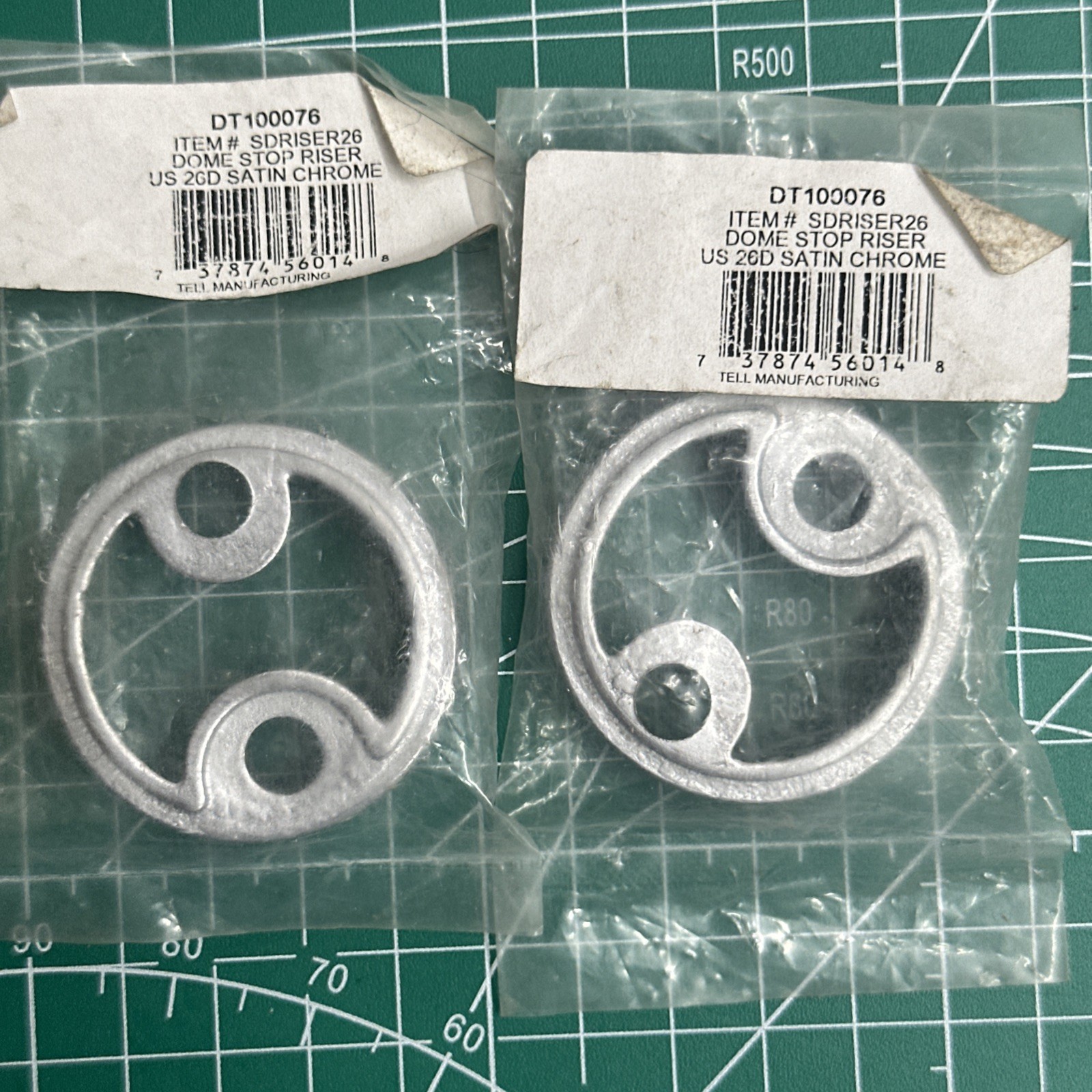 NOS 2 Pack Hager 055308 246B US26D DOME STOP RISER PLATE DT100076 Satin Chrome