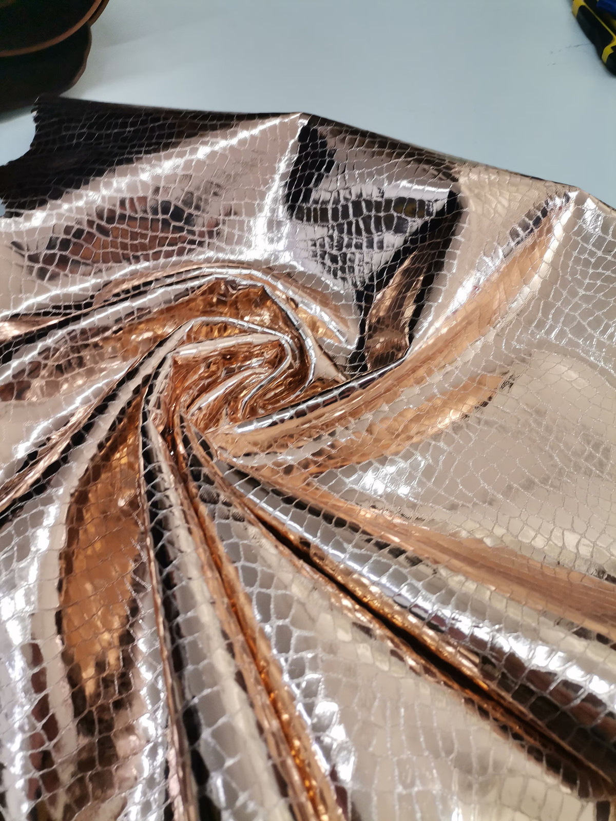 Metallic Crocodile Print Goat Leather: Genuine Goatskin for crafts, Bags, Shoes