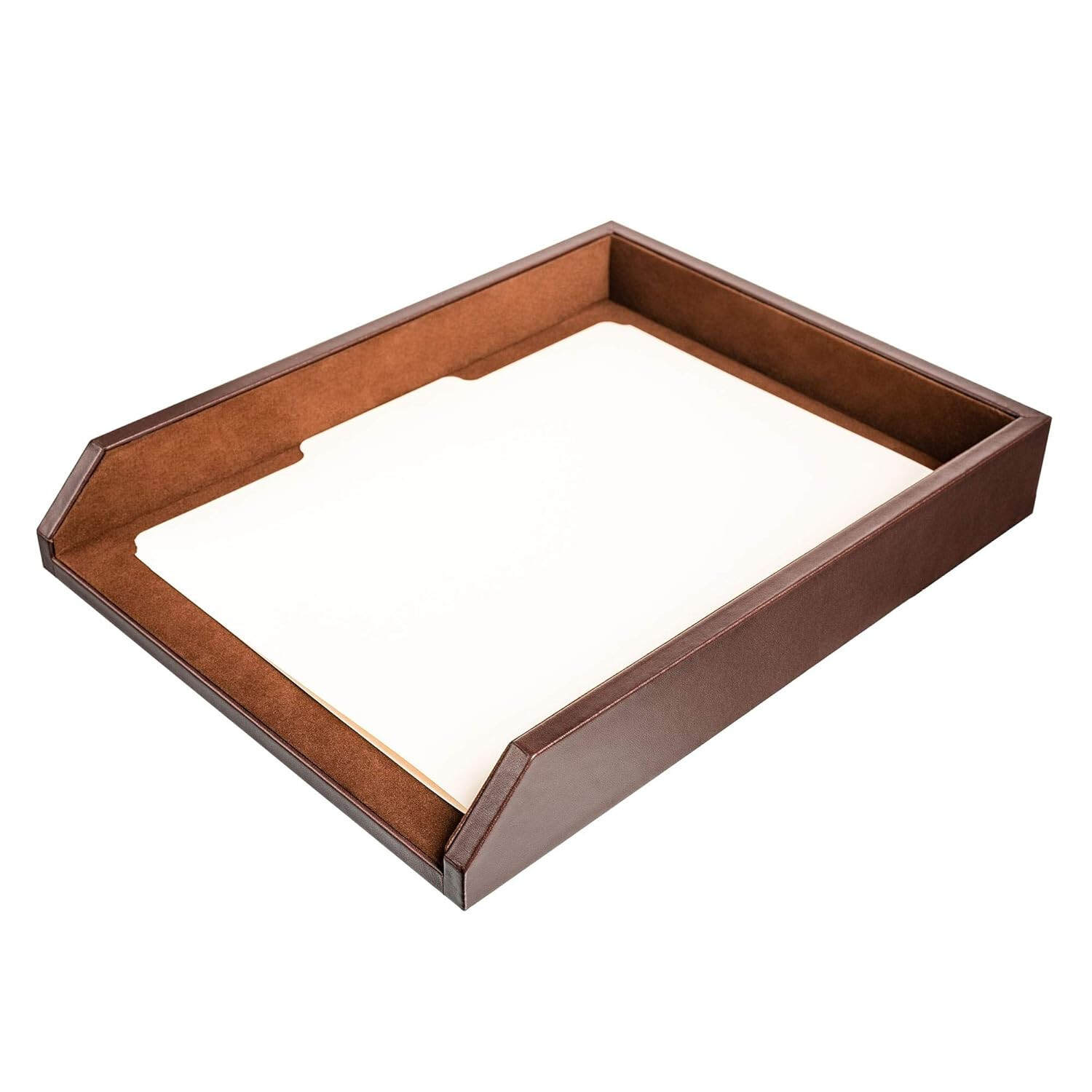 Dacasso Chocolate Brown Leather Letter Tray / LETTER Size / A3401 / Brand New