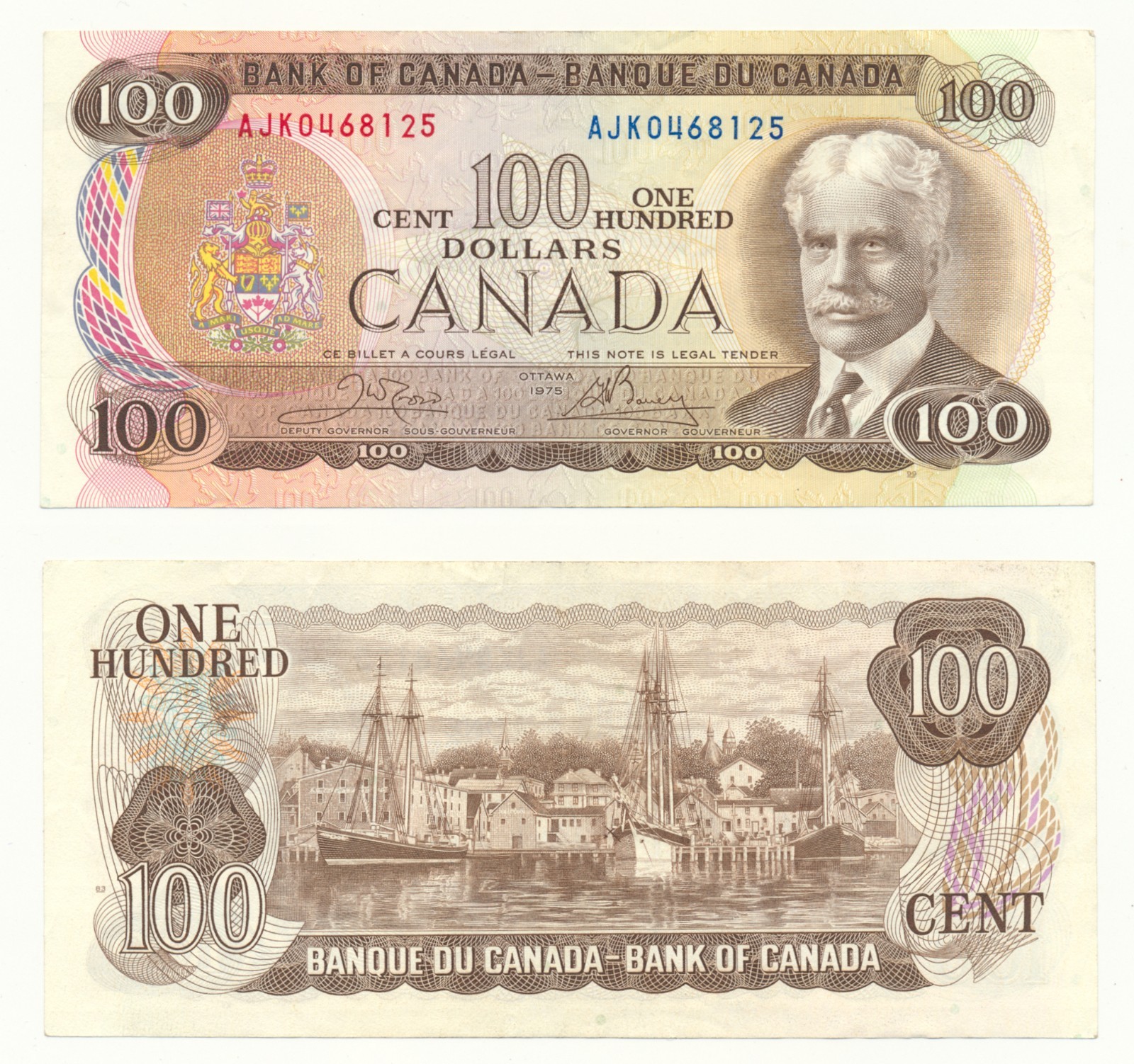 Canada 100 Dollars 1975  P91a Lawson-Bouey  AUNC extremely RARE