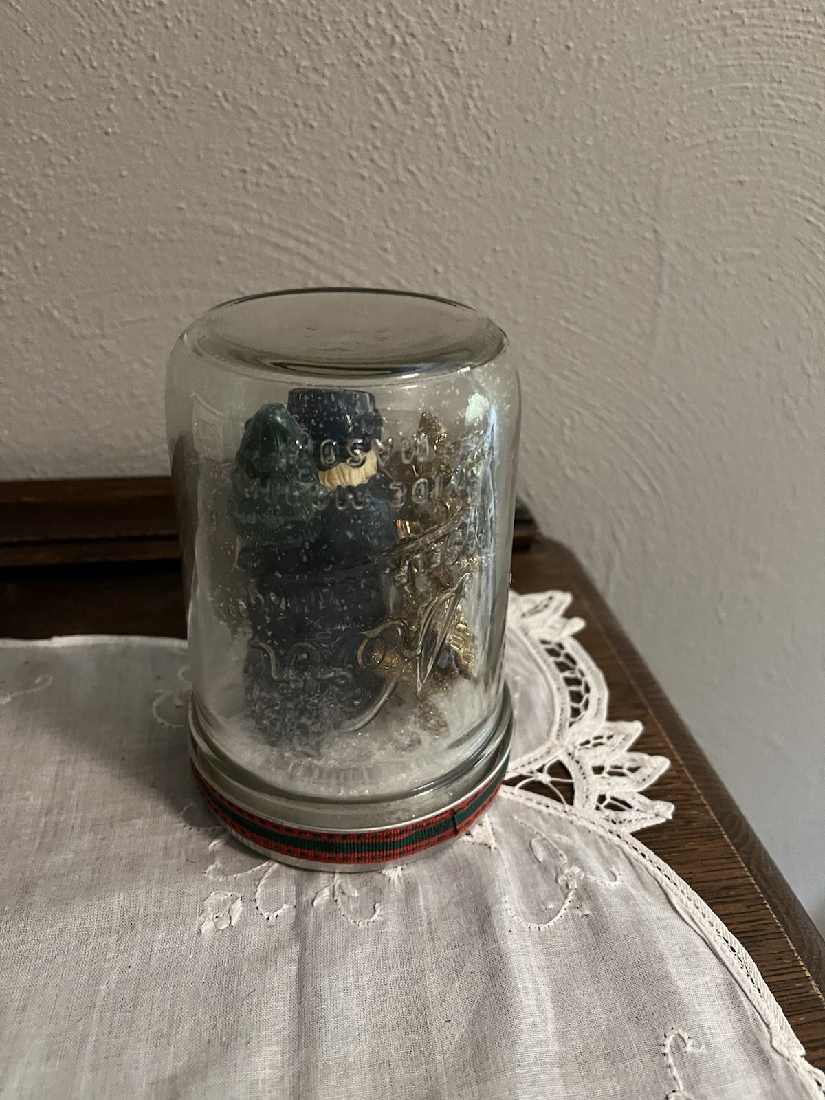 Glass Jar Santa Christmas Scene