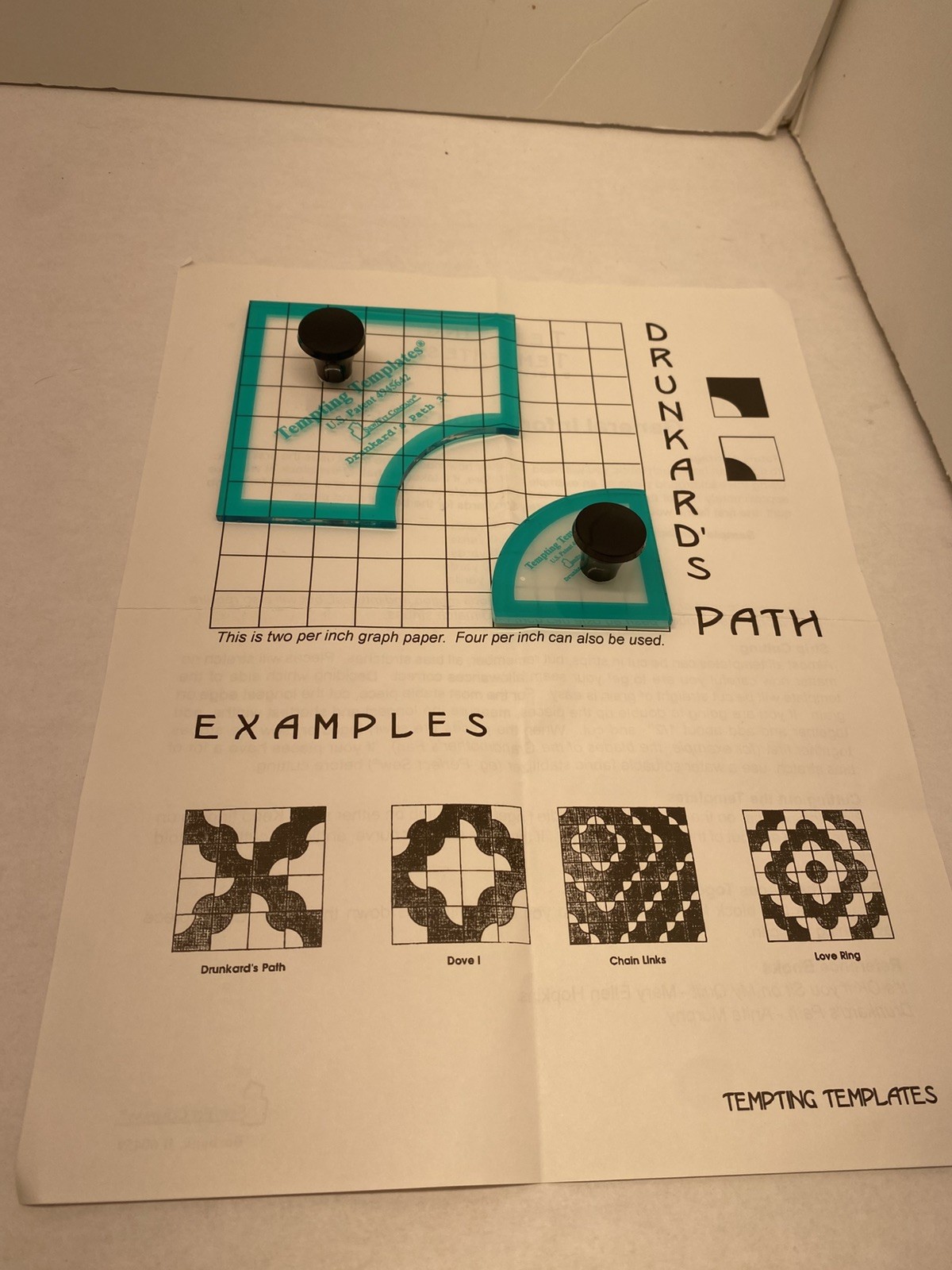 Sew / Fit Tempting Templates Quilting Drunkards Path Stencil Guide 3” 2pc Set
