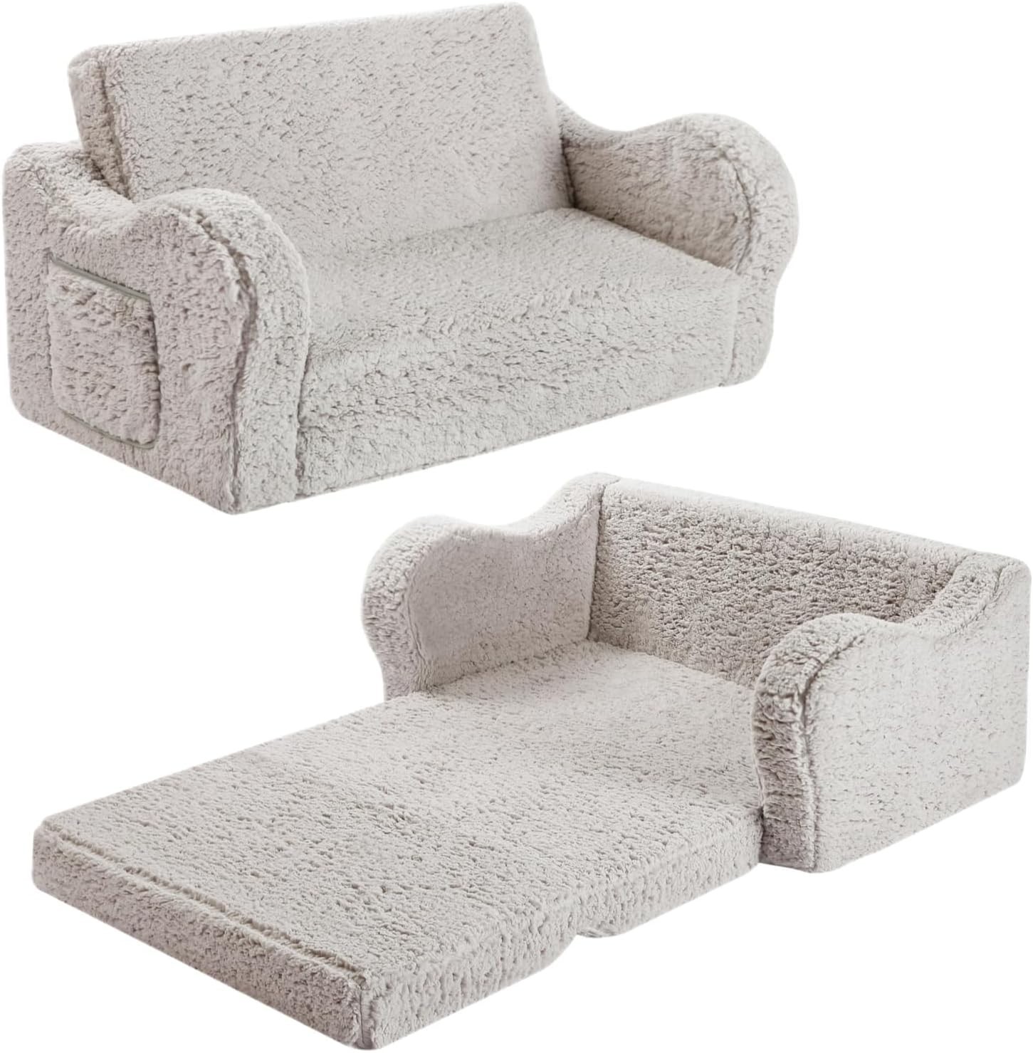 Kids Sofa, 2-in-1 Flip-Out Foam Couch, Soft Play Lounge Chair for Toddlers an...