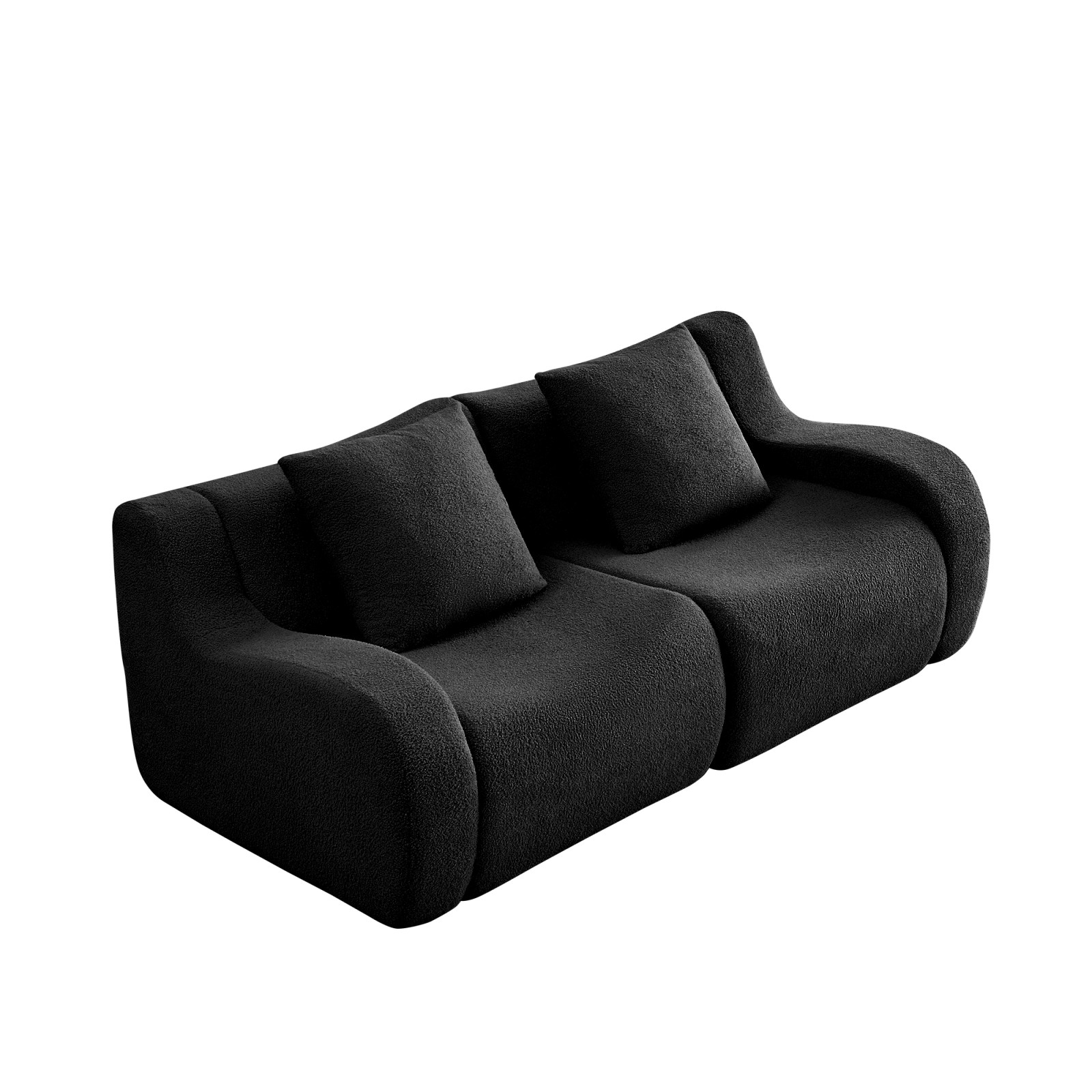 Teddy Fabric Modular Sectional Sofa, 2 Seat, Black, No Assembly