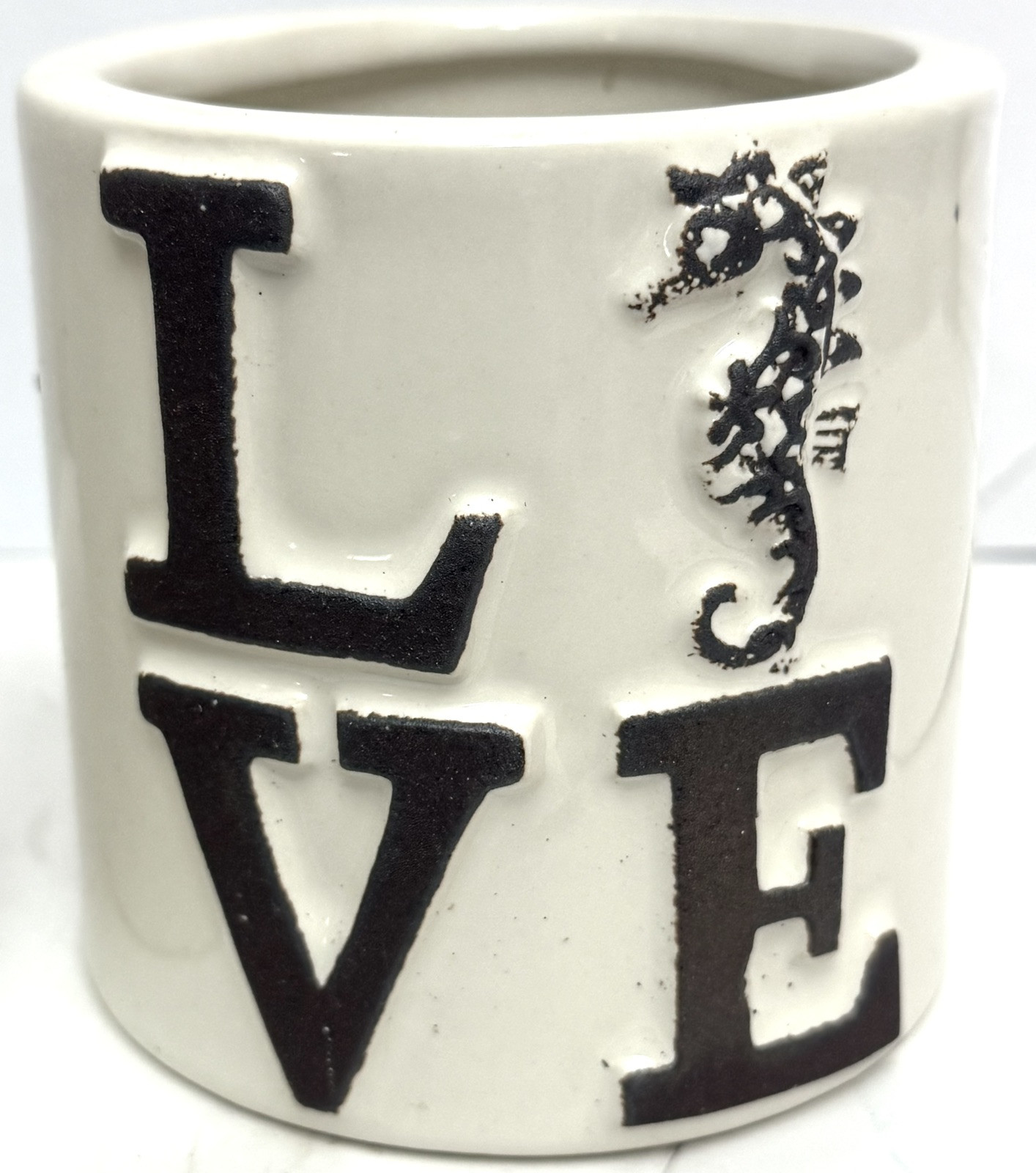 2 Coastal Home Decors- Holder & Box Ceramic Rustic White