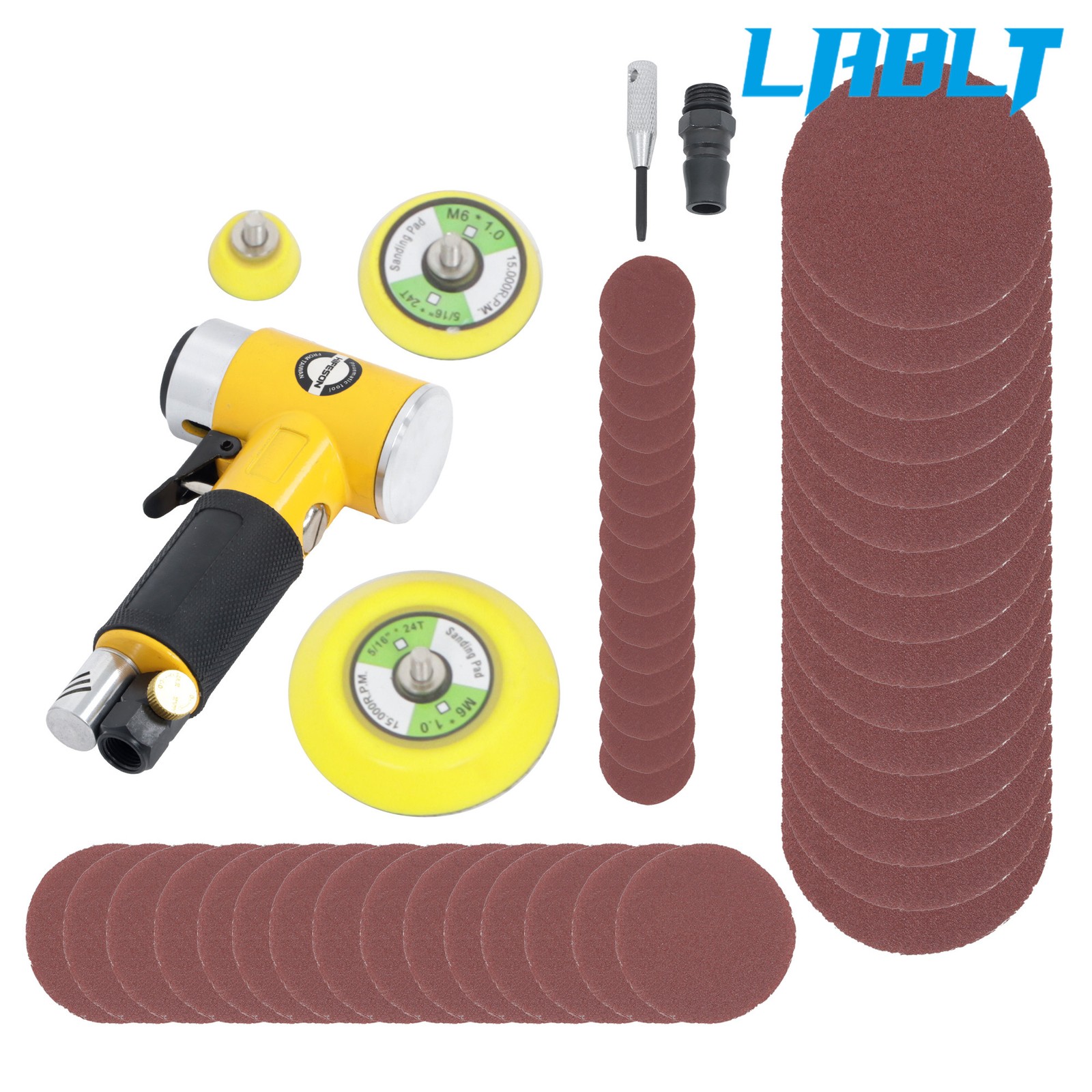 LABLT 1/2/3" Mini Air Sander Pneumatic Small Orbital Sander for Auto Body Work