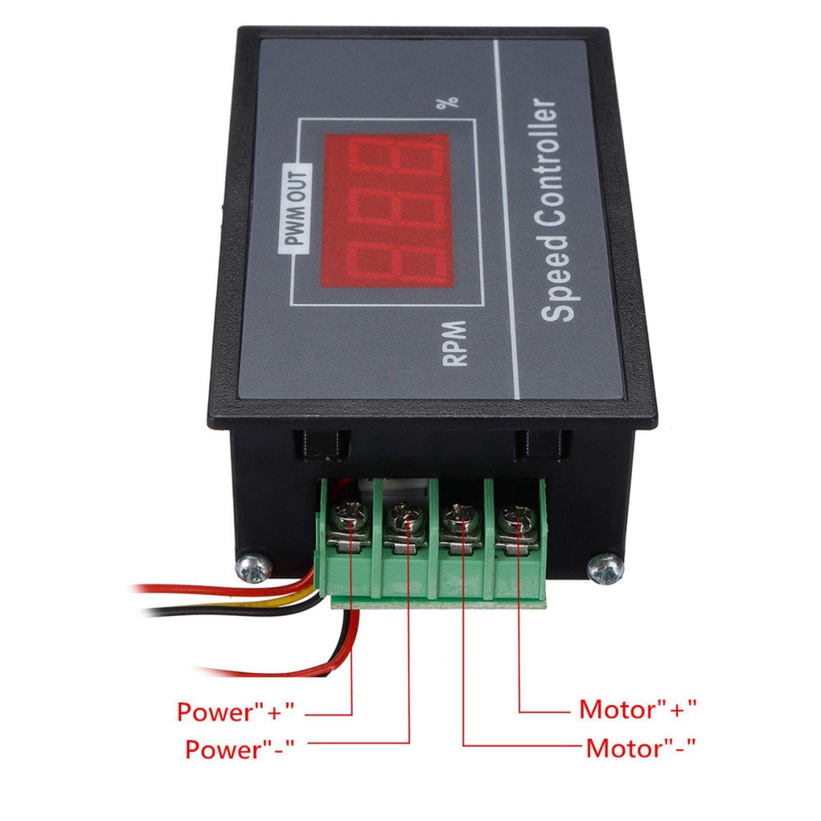 6-60V PWM DC Motor Controller 30A Output w/ Speed % Display & Panel Mount