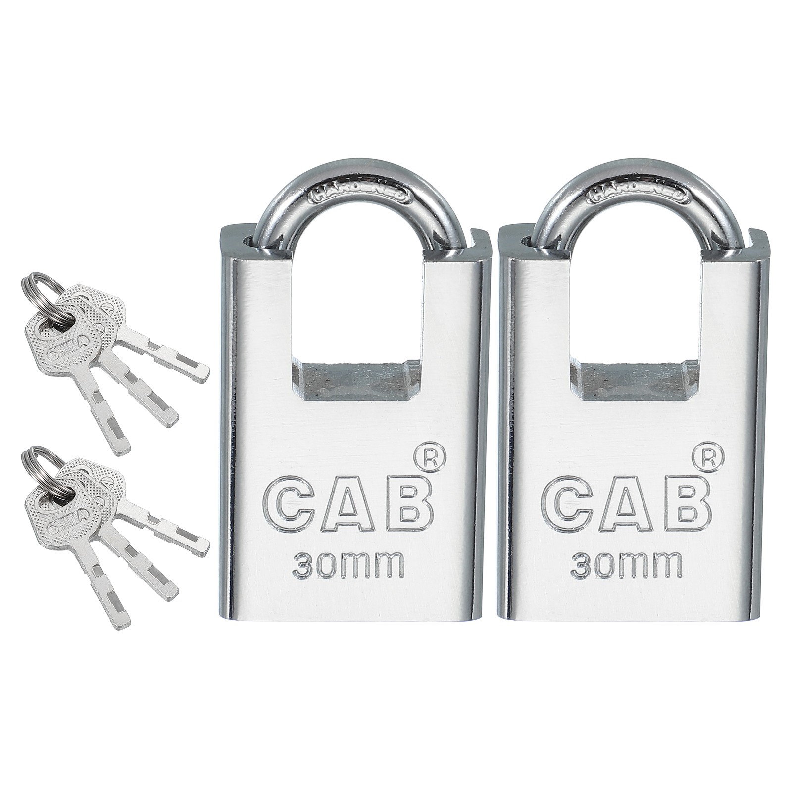 2Pcs 30mm (1-3/16")Steel Padlock Keyed Different Pin Tumbler Padlock with Keys