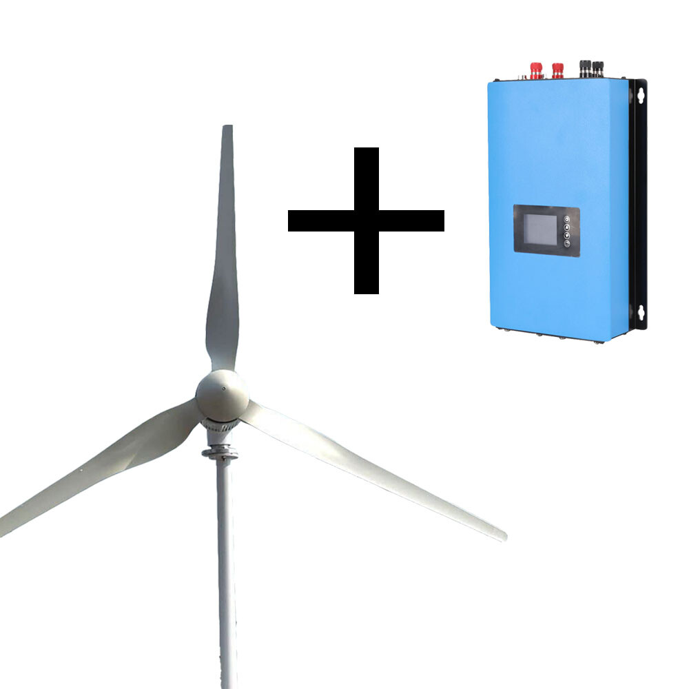 6KW Horizontal Wind Turbine Grid System With Grid Tie Power Inverter 20KWh/Day