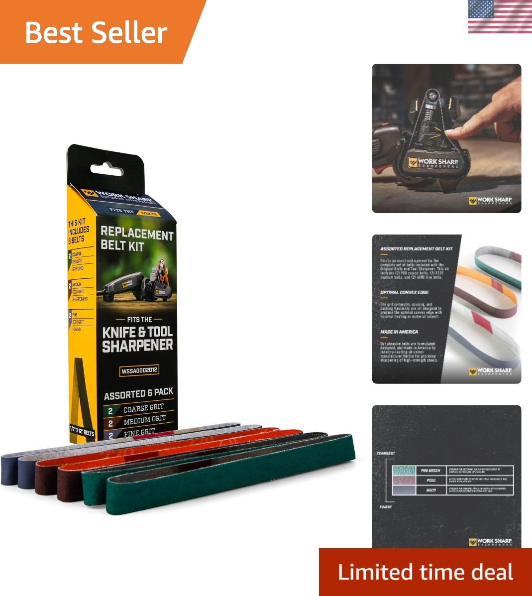 Professional Sharpener Belt Kit: P80, P220 & 6000 Grits for Optimum Tool Perf...
