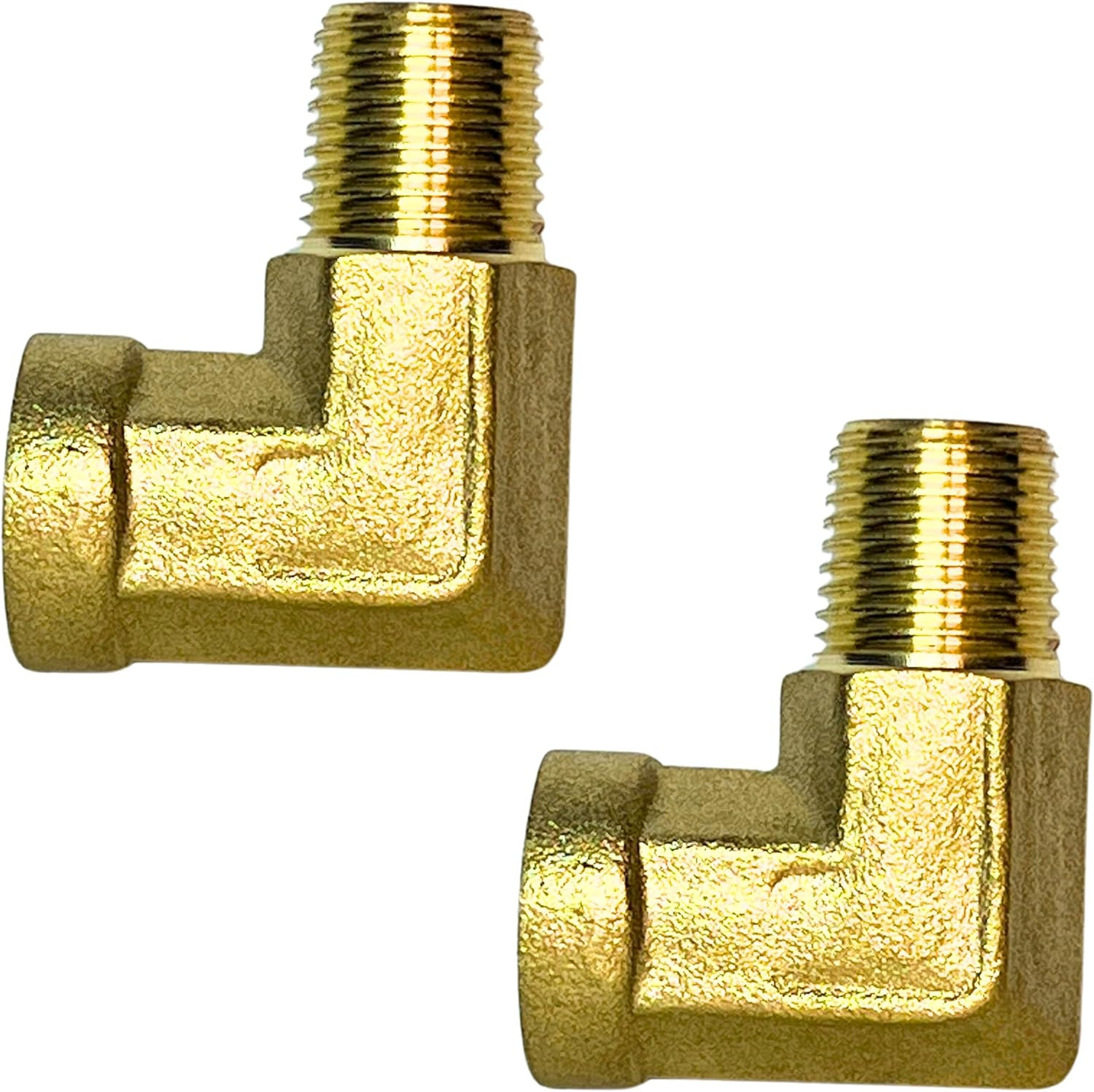 2Pcs 90 Degree Brass Barstock Street Elbow 1/8" NPT Male to 1/8" NPT Female Forg