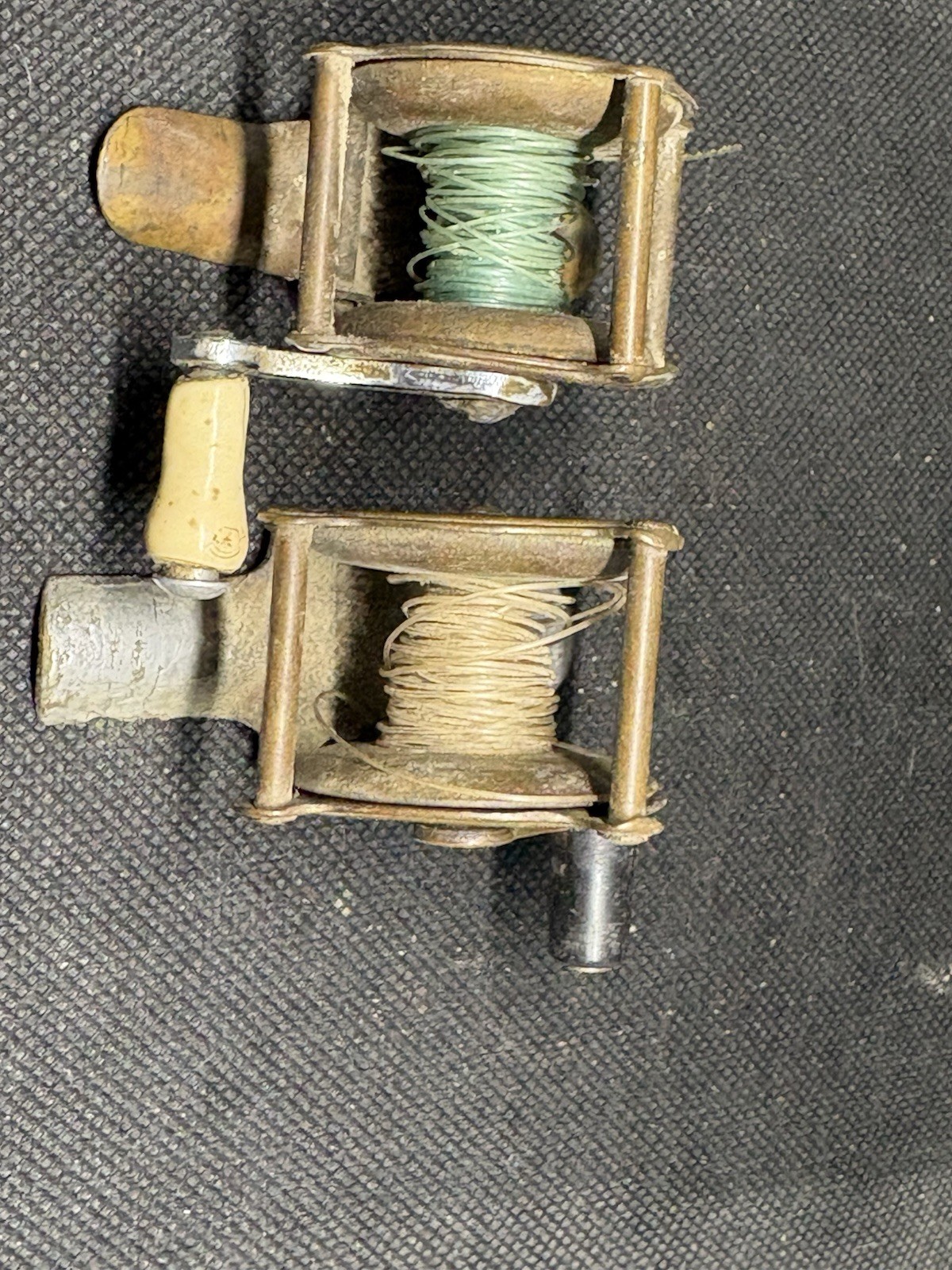 Two Brass Antique Fishing Reels Tiny