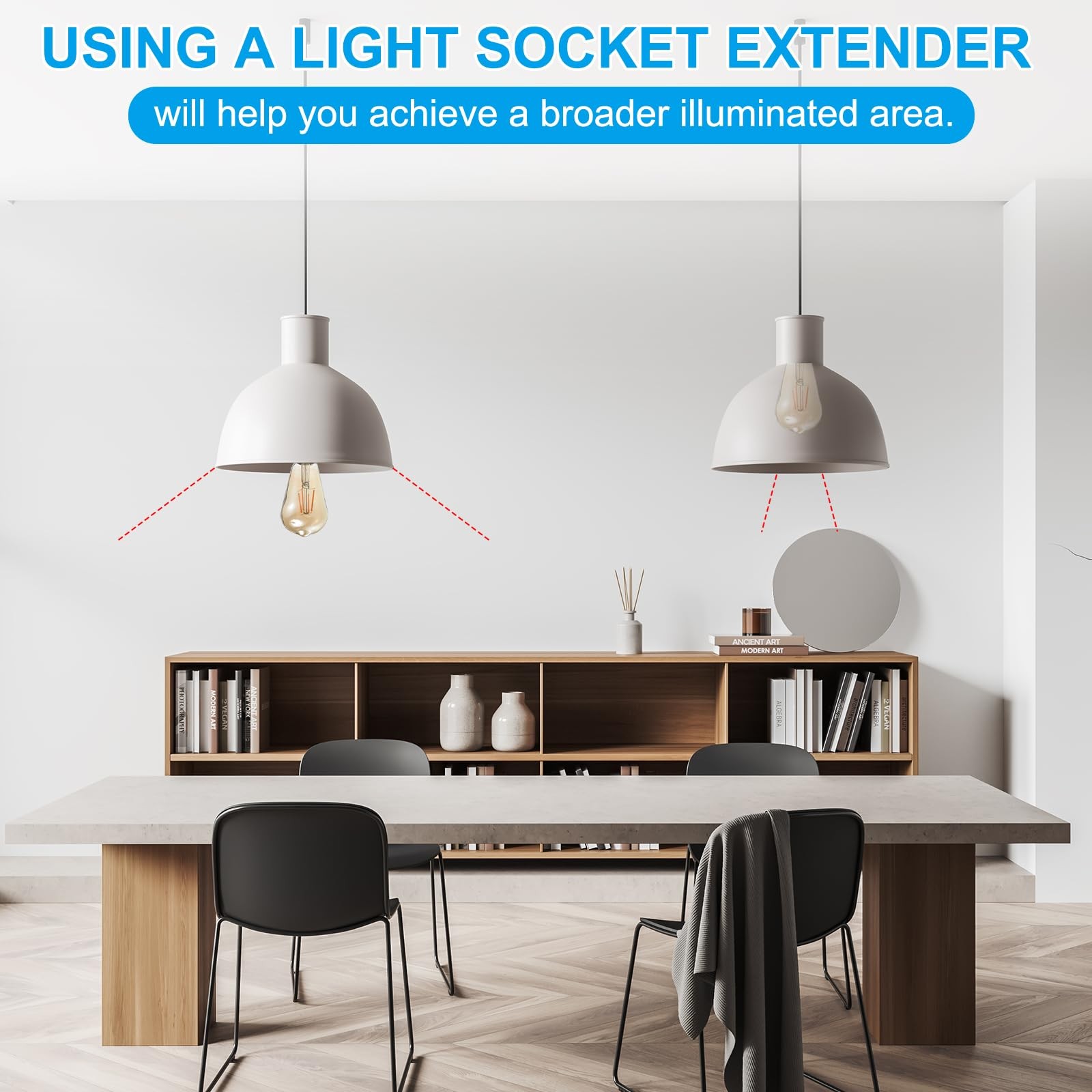 PATIKIL 23.6 Inch E26/E27 Light Socket Extender, 2 Pcs Inch, Black