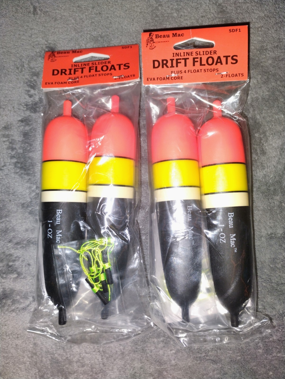 Beau Mac EVA Inline Slip Floats 1oz Lot Of 2 Packages NEW Fishing Gear
