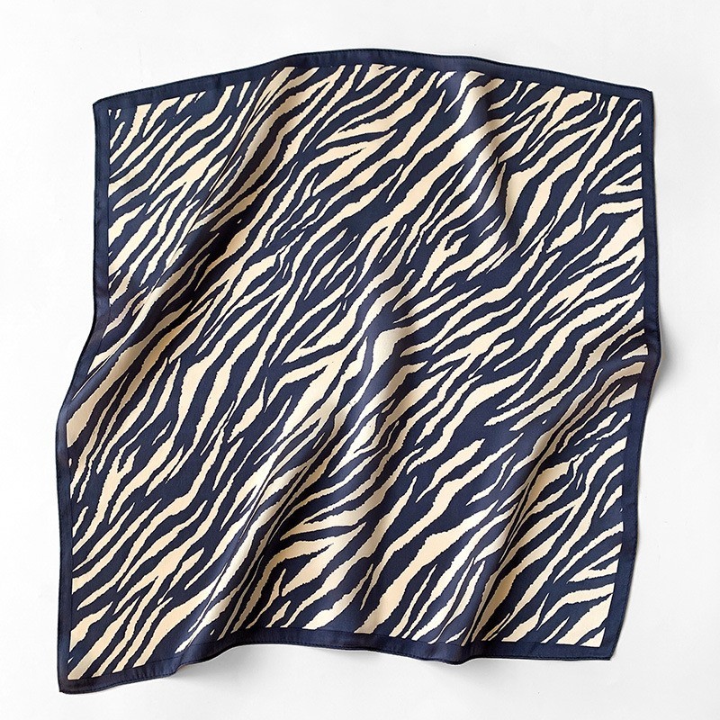 100% Mulberry Silk 21" small square Scarf Women neckerchief Wrap Zebra Pattern