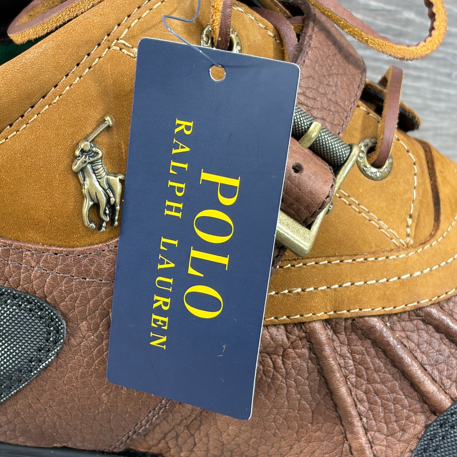NEW Polo Ralph Lauren Mens 14 D Dover III Brown Leather Duck Ankle Boots Pony