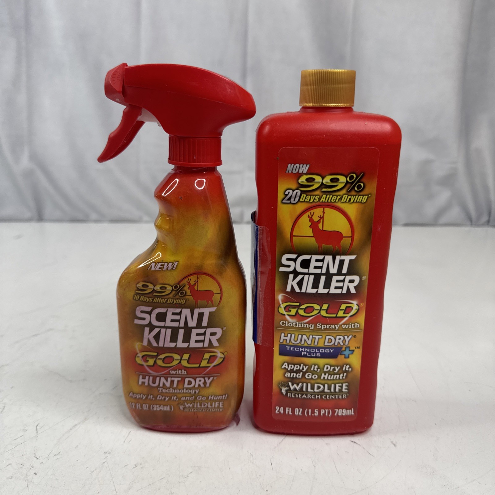 NEW Scent Killer Wildlife Research Gold Hunting Clothing Spray 24oz & 12oz.