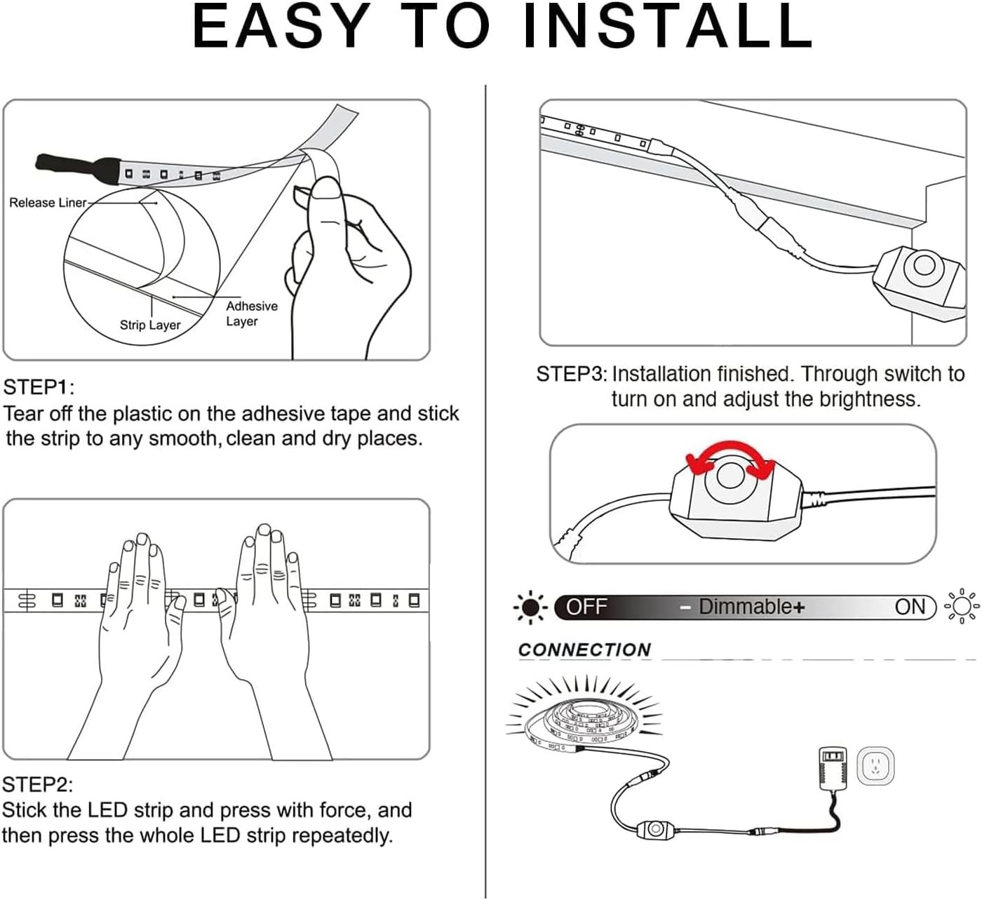 DAYBETTER White LED Strip Light, 20 ft Dimmable Bright 20FT, Daylight