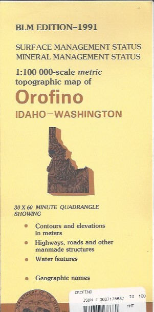 USGS 1:100,000 edition topographic map Orofino Idaho