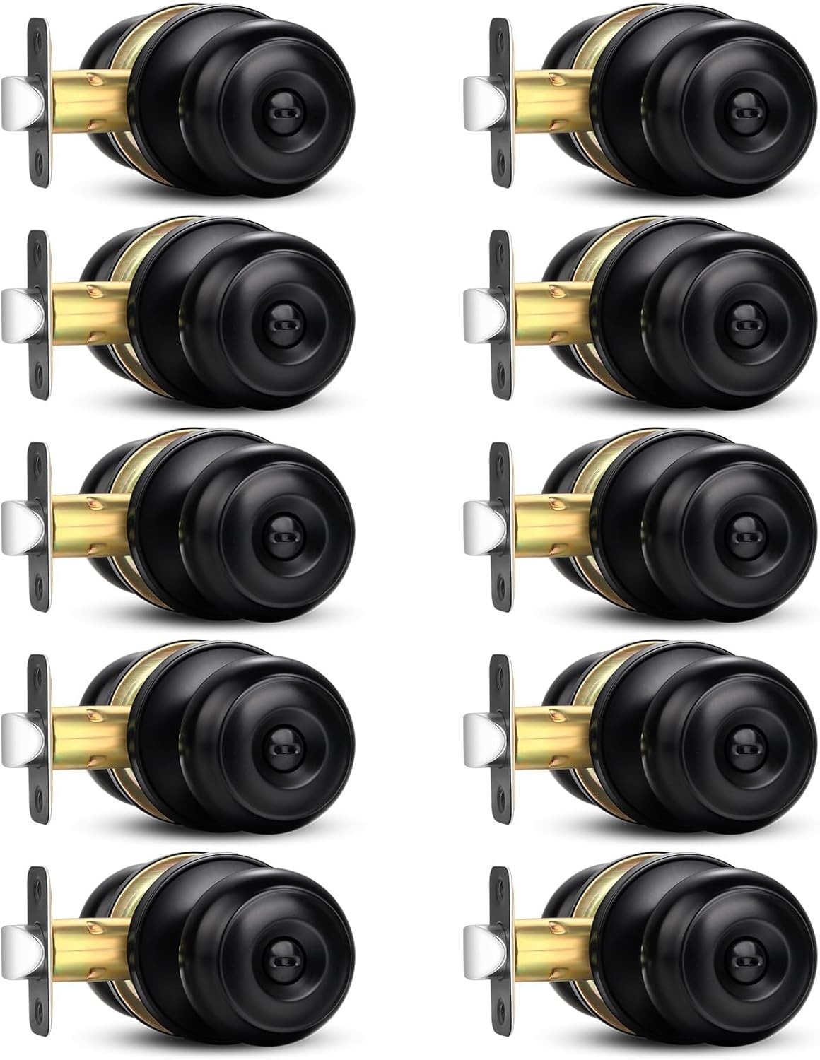 Sopoby Privacy Door Knob, 10 Pack Matte Black Round 10 Pack,