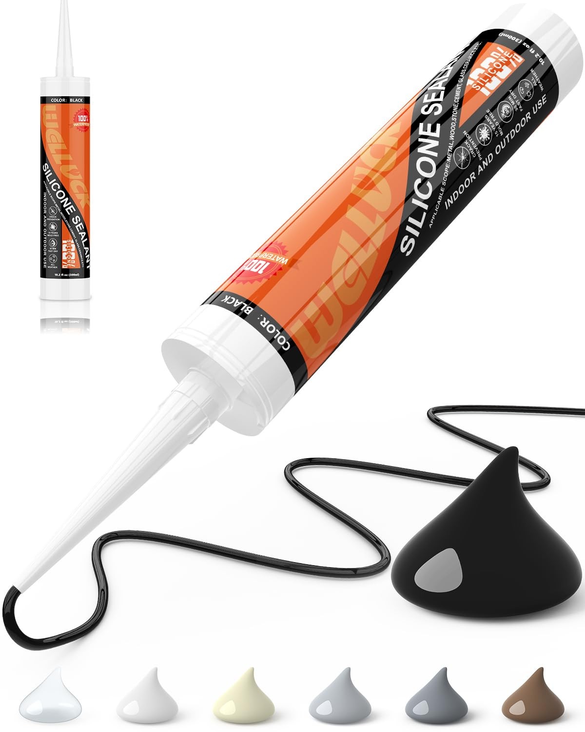 Black Silicone Caulk 100% Waterproof Silicone Sealant Adhesive Caulking