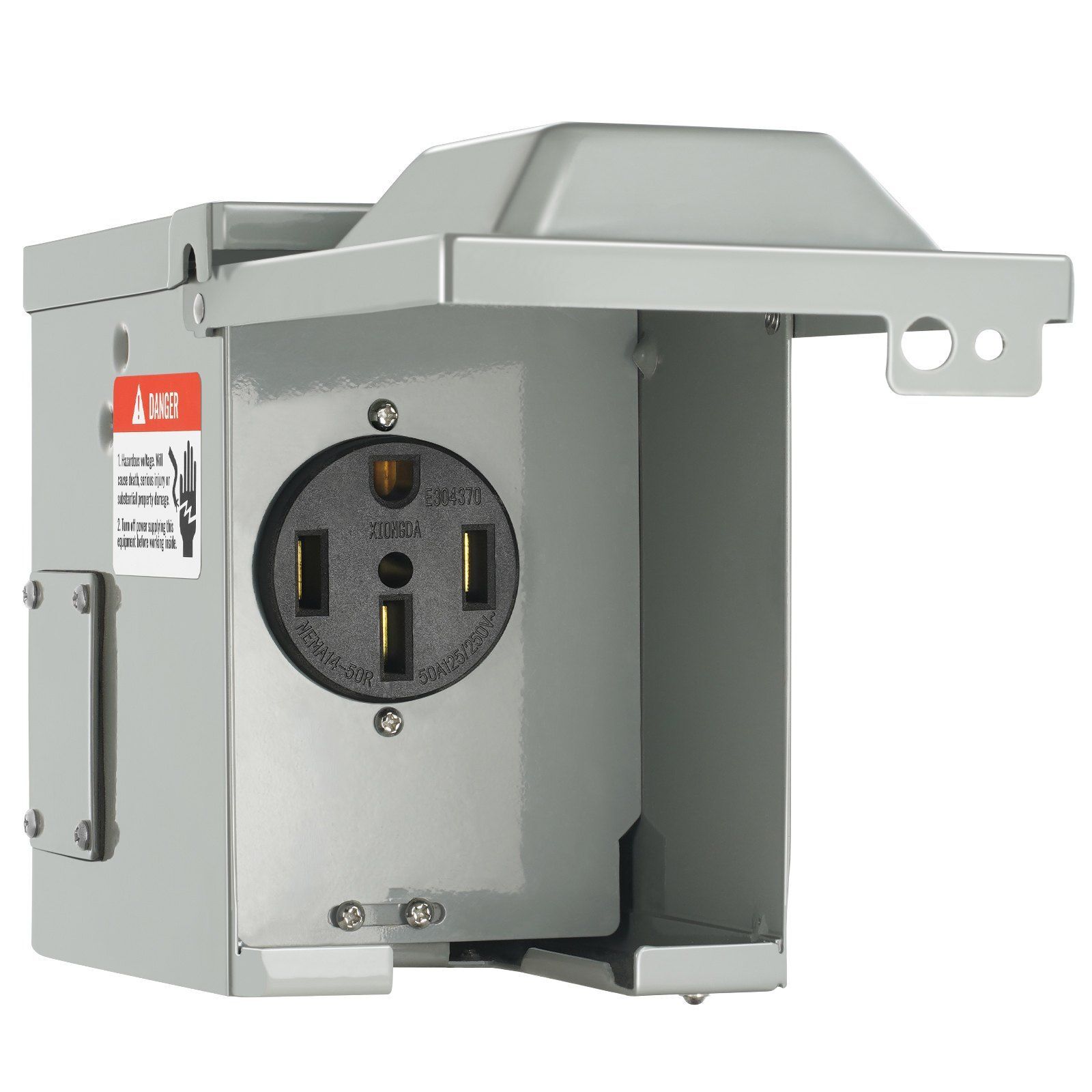 50 Amp RV Power Outlet Box Enclosed Lockable 125/250V NEMA 14-50R Weatherproof