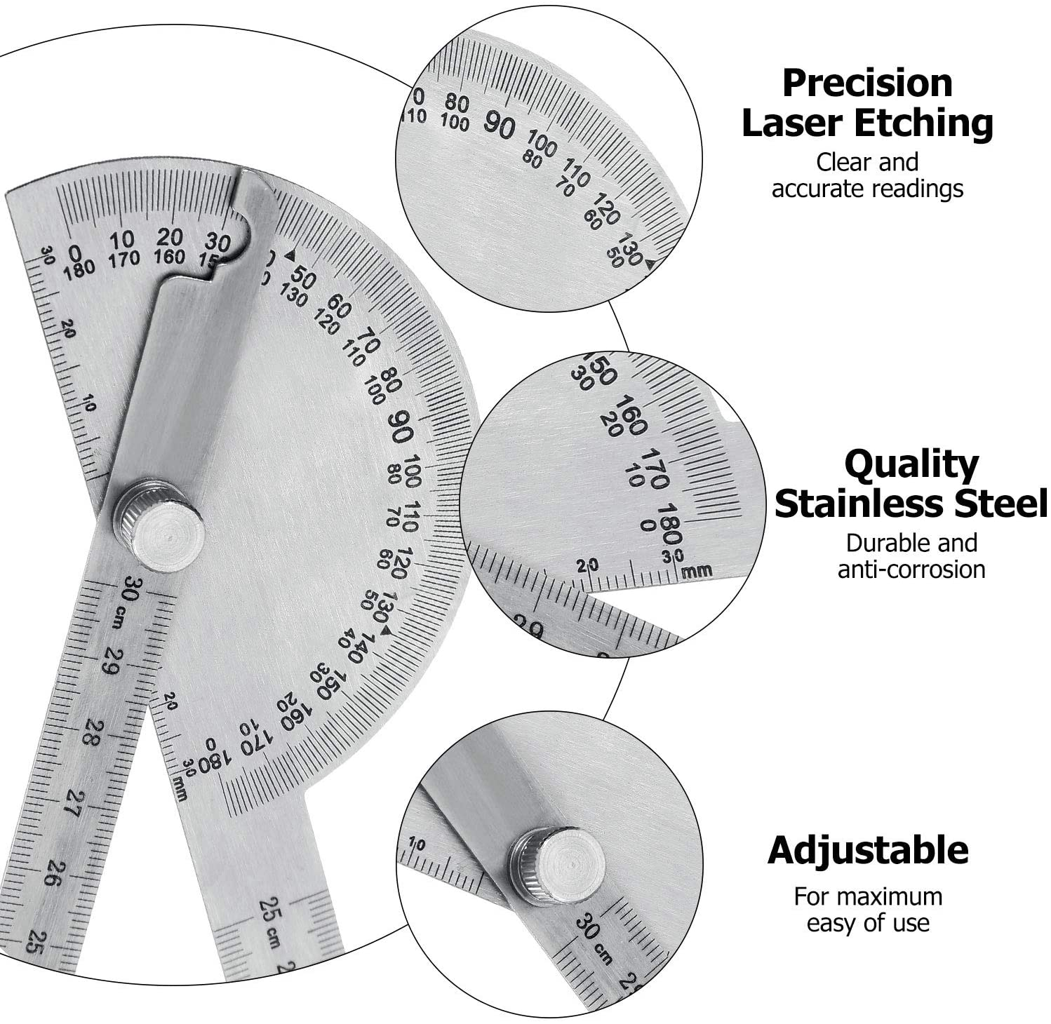 Angle Protractor Angle Finder Ruler Two Arm Stainless Steel Protractor Woodworki