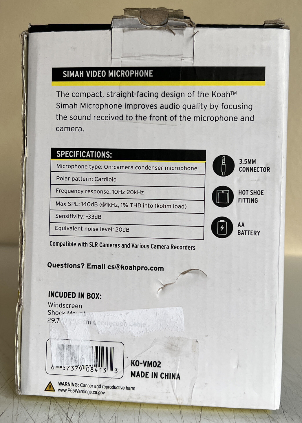 Koah Simah Condenser Microphone Clear Audio Open Box