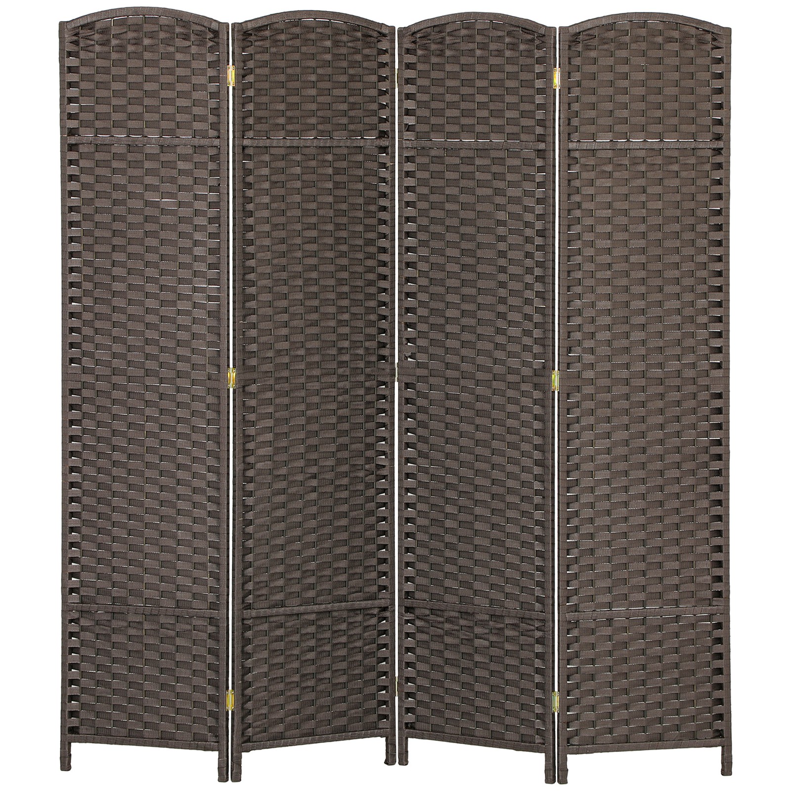 4 Panel Room Divider Freestanding Folding Privacy Screen Brown