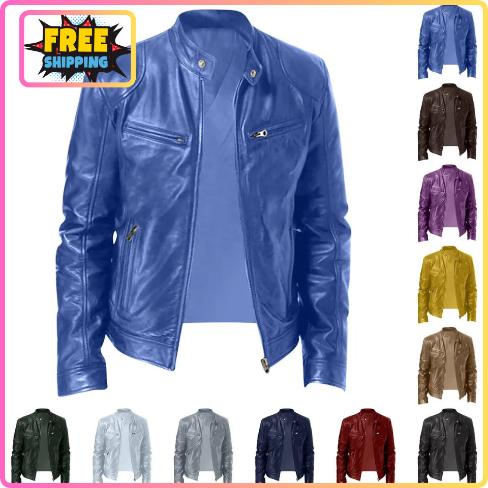 Cafe Racer Biker Leather Jacket – Black & Brown Soft Sheepskin