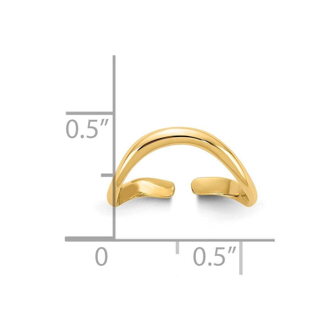 Solid 10k or 14k Yellow Gold Polished Curved Adjustable Toe Ring - Toe Rings