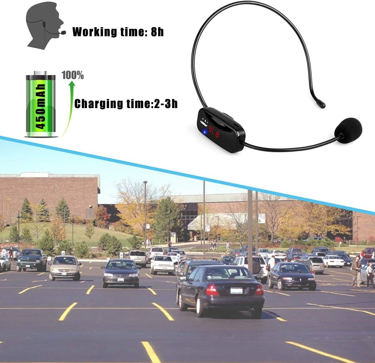 Retekess TR503 Wireless Mic Headset System FM Transmitter 30 Receivers Meeting