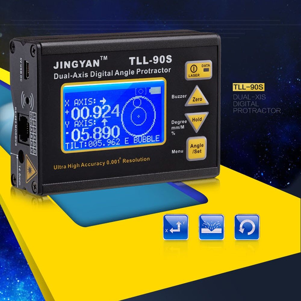 Professional Laser Level High Accuracy ±0.005° Dual-axis 50-60Hz Angle Meter
