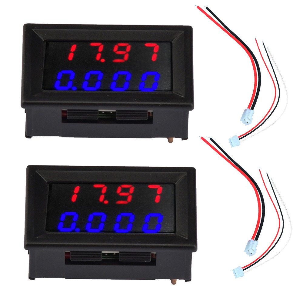 2PCS DC 500V 10A 4 Bit Voltmeter Voltage And Current Adjustable Voltage Meter