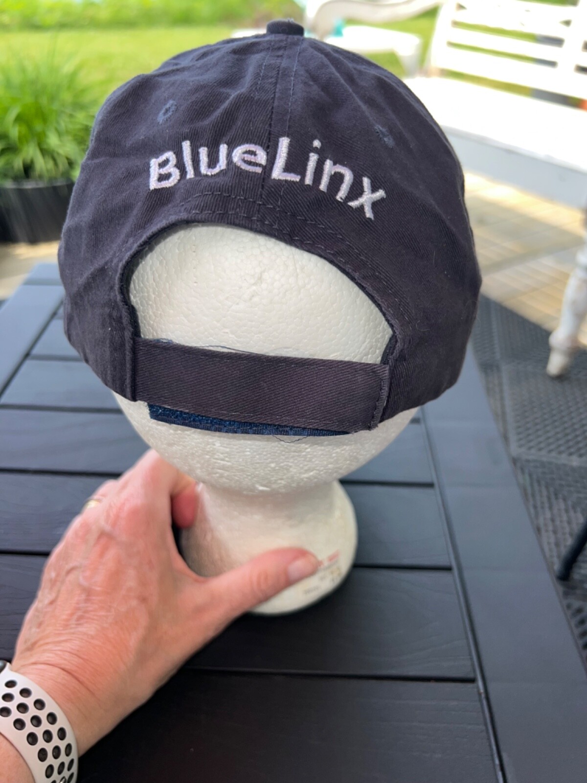CB 3 Navy Blue Cotton CapAmerica Blue Linux on back Hat Cap Hook Loop VGC