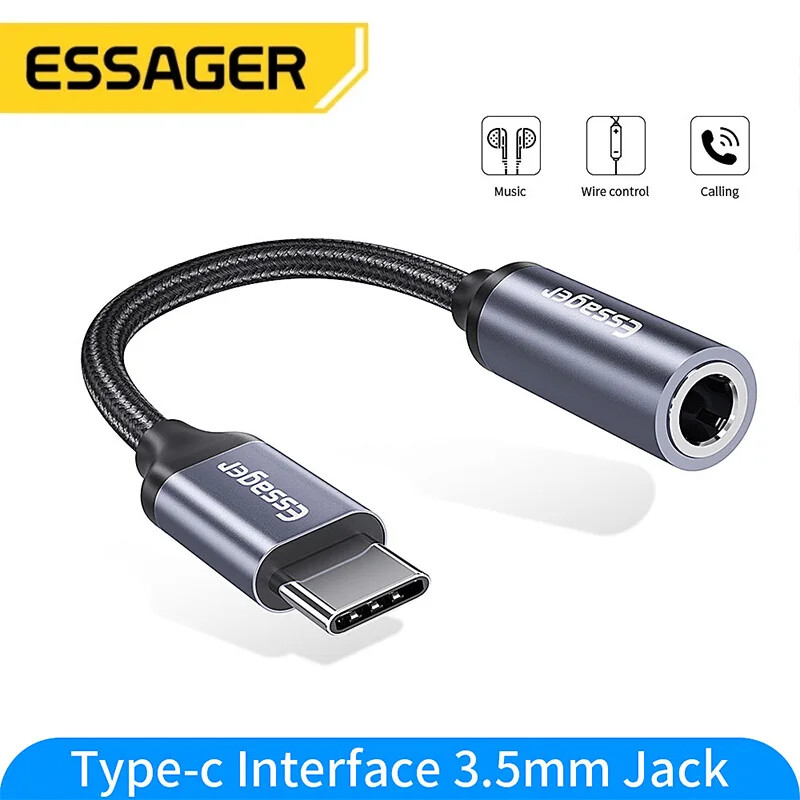 Essager Type C to 3.5mm Jack Headphone Adapter USB C to 3.5 mm Audio Aux Cable