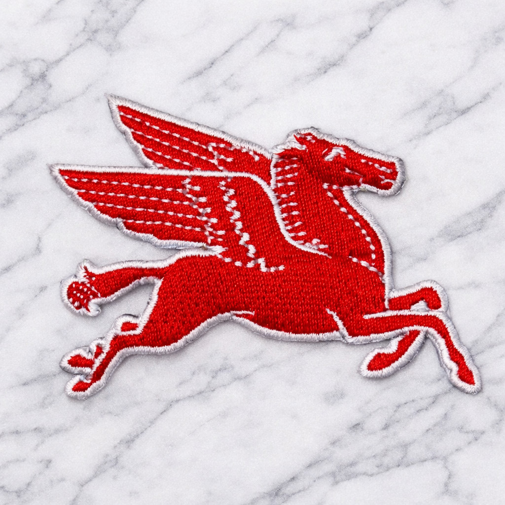 VINTAGE MOBIL GAS PEGASUS Embroidered Iron/Sew On Patch 3.5"X2" SHIPPED USA