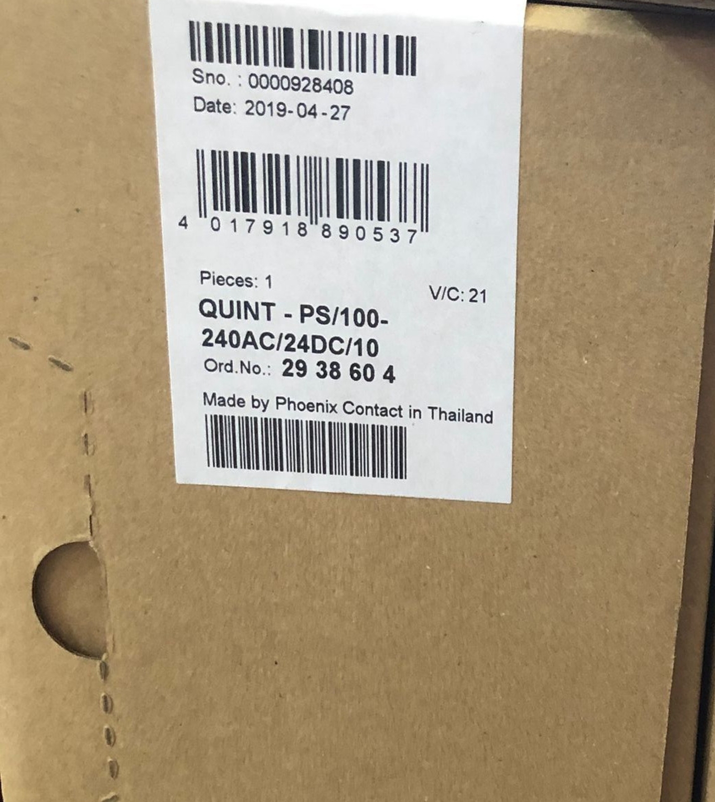 NEW Phoenix Contact QUINT-PS-100-240AC/24DC/10 2938604 Switching Power