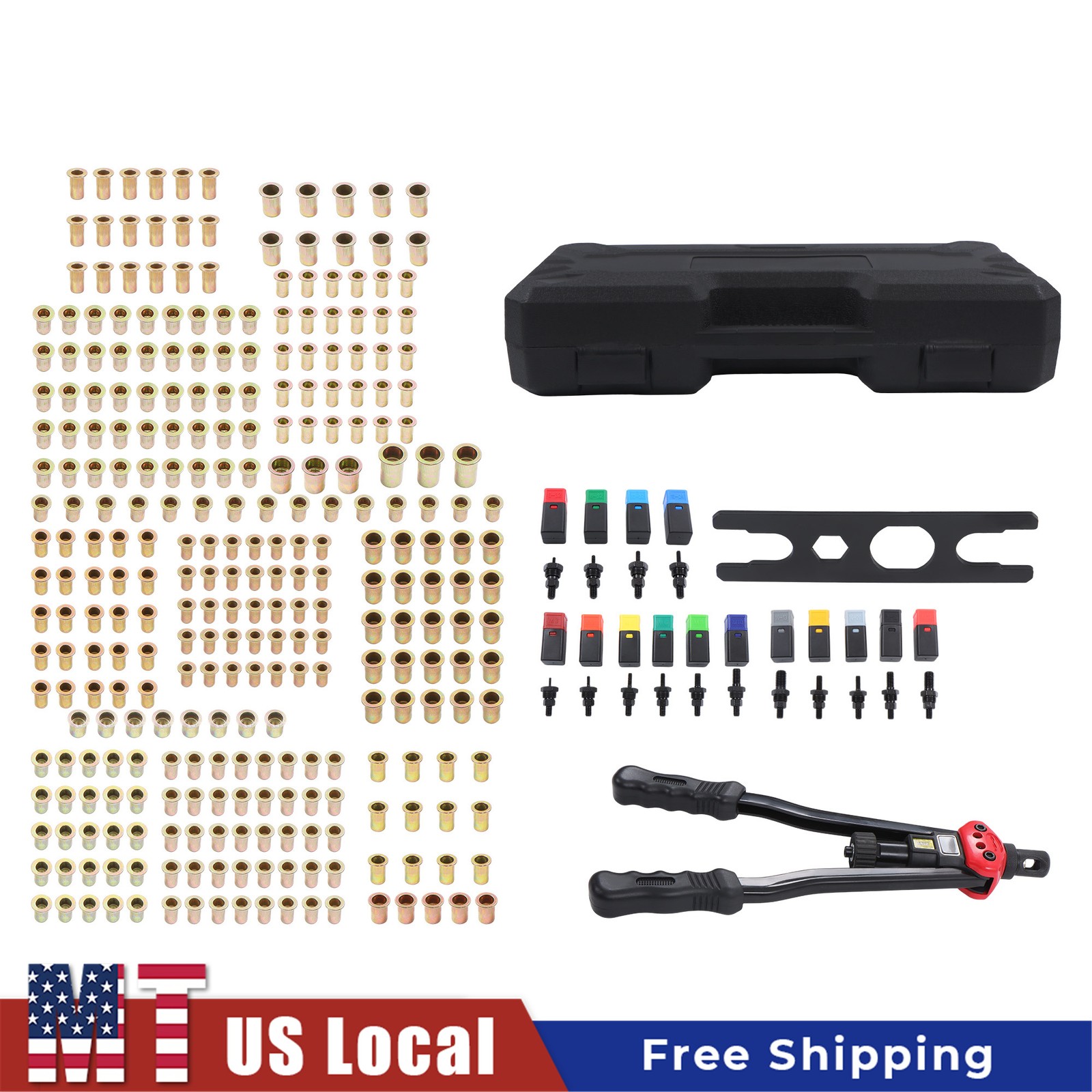 16inch Rivet Nut Tool Kit 15PCS Metric & SAE Mandrels 300PCS Rivet Nuts For DIY