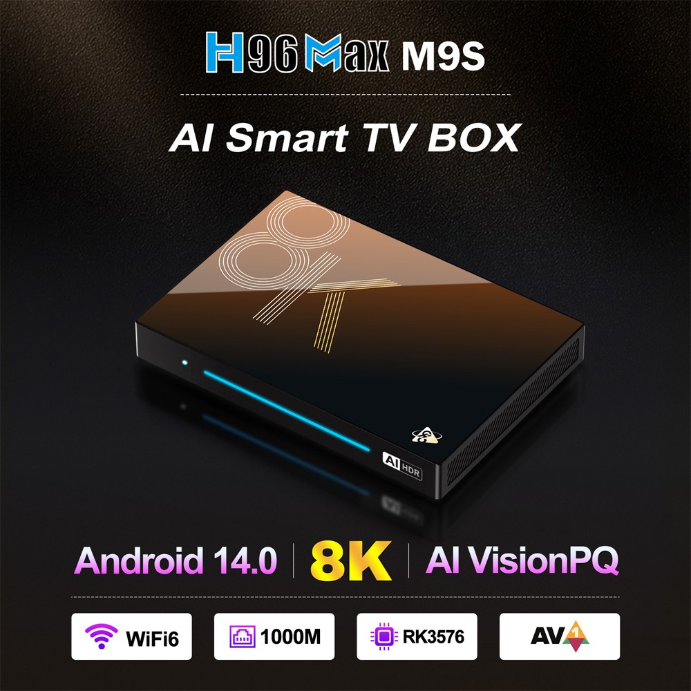 H96 Max M9S Android 14 TV Box RK3576 8G 128G WiFi6 1000M 8K AV1 H.265 HDR TV-Box