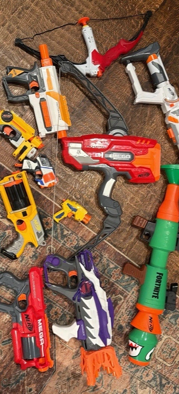 Nerf Gun Lot – Multiple Blasters Toys Bundle Mixed Models w/ Dart Ammo, Magz