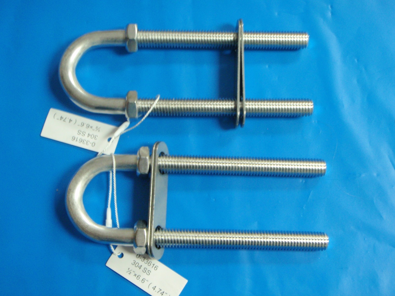 bow eye 1/2" x 6.6 inch long 304 stainless steel 33616 4.74" thread stern pair